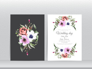elegant and beautiful floral hand drawn wedding invitation template