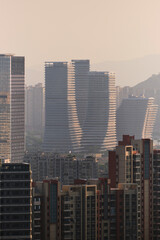Fototapeta na wymiar Overview of city buildings in sunset