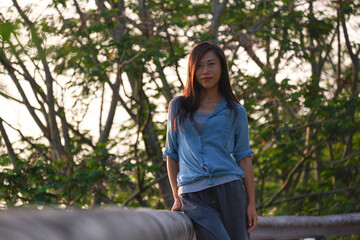 Portrait of Asian girl in the nature