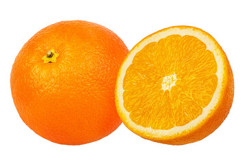 Juicy orange isolated on white background with clipping path