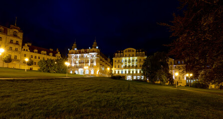 Fototapeta na wymiar Night photo of spa architecture - Marianske Lazne (Marienbad) - Czech Republic