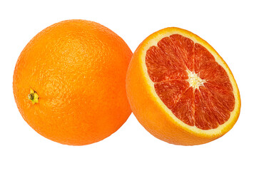 Juicy red orange isolated on white background with clipping path