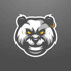 Panda mascot logo design illustration for gaming