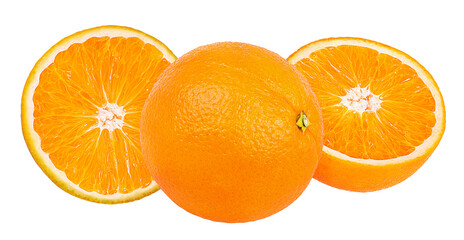 Juicy orange isolated on white background with clipping path