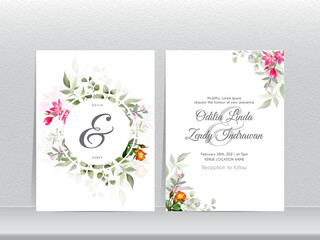 elegant and beautiful floral hand drawn wedding invitation template