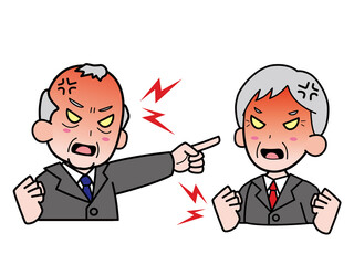 激しく口論する高齢男性社員2人
