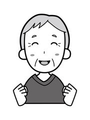 笑顔で嬉しそうなおじいさん
