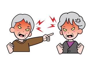 ケンカするおじいさんとおばあさん