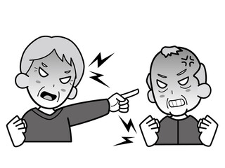 激しく口論するおじいさん2人