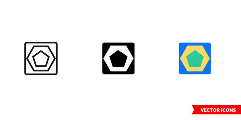 Discrepancy icon of 3 types color, black and white, outline. Isolated vector sign symbol.