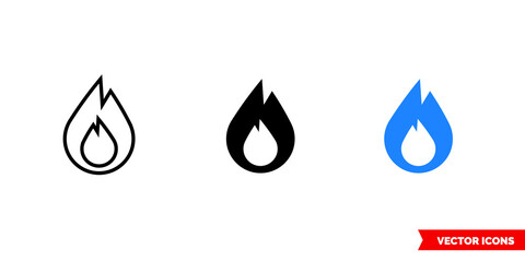 Gas icon of 3 types color, black and white, outline. Isolated vector sign symbol.