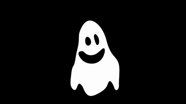 Ghost on a black background. Element for design. Hand-drawn. Footage