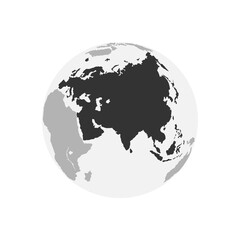 Eurasia Continent map. Earth Globe. World Map in circle. Globes web icon. Vector illustration