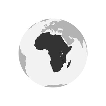 Africa Continent map. Earth Globe. World Map in circle. Globes web icon. Vector illustration