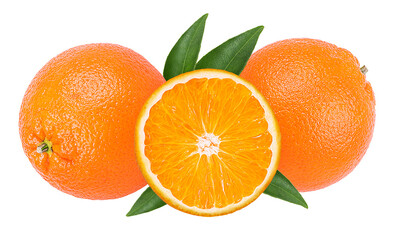 Juicy orange isolated on white background with clipping path
