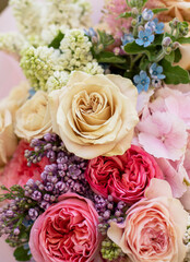 Obraz na płótnie Canvas Flower composition. Macro photo. Wedding decor. A Beautiful bouquet of fresh spring flowers.