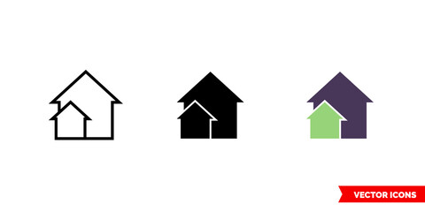 Real estate icon of 3 types color, black and white, outline. Isolated vector sign symbol.