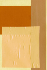 Colorful torn paper collage close-up. Texture made from various paper and cardboard parts. Damaged old paper background. Vintage blank wallpaper. Material design backdrop.