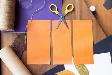 step by step instruction. Step 2 
Children's craft paper scissors glue pumpkin garland for...