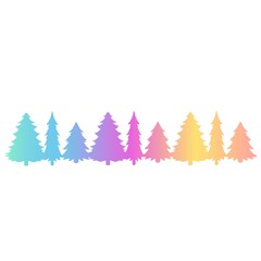 Obraz premium Print Hand-drawing silhouette background collection. Vector pine tree with rainbow decoration. Element for design.