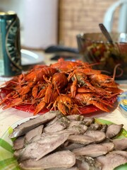 dried shrimp on a market stall