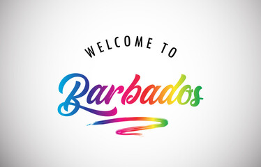 Barbados Welcome To Message in Beautiful and HandWritten Vibrant Modern Gradients Vector Illustration.