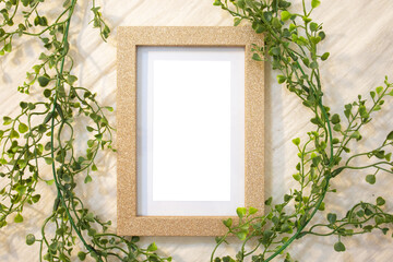 Frame Mockup modern boho Mockup ready to use Stylish living room interior with brown mock up photo...