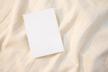 Blank Card Mockup designs in an authentic setting white greeting card artworks or stationery designs. empty paper card