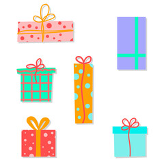 Gift boxes. Vector cartoon illustrations of gifts. Isolated.