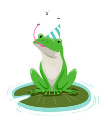Frog Pond Birthday Hat Insects Illustration