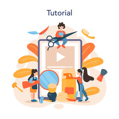 Barber online service or platform. Idea of hair and beard care.