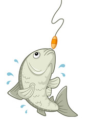Fish Caught Fishing Rod Illustration
