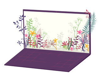 Laptop Plants Design Illustration