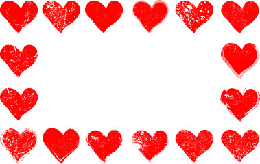 Set of Hearts . Grunge stamps collection.love Shapes for your design.Distressed symbols. Textured Valentine's Day signs.Vector illustration.