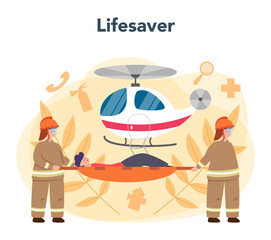 Fototapeta premium Urgency rescuer help . Ambulance lifeguard in uniform assisting