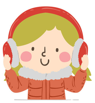 girl wearing red earmuffs winter portrait clip art preview