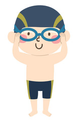Kid Boy Wear Goggles Swimming Summer Illustration