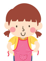 Kid Girl Wear Apron Cooking Illustration