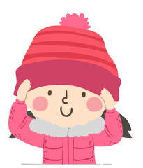 Kid Girl Wear Beanie Bonnet Illustration