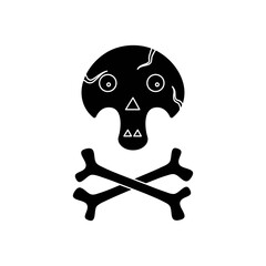 Skull with bones icon for Halloween. Funny skull. sign of danger to life. skull and crossbones