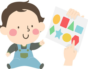 Kid Toddler Boy Learn Shapes Paper Illustration