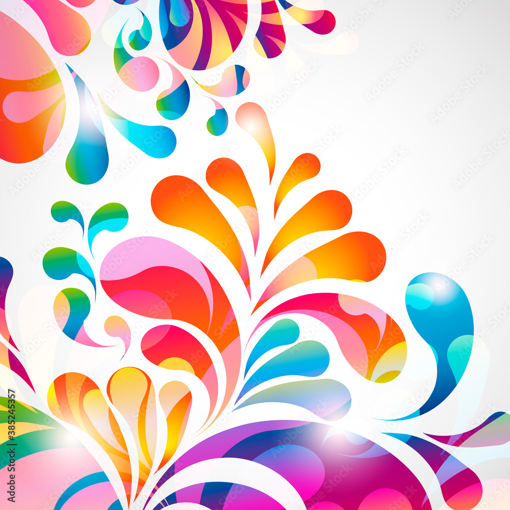 Poster abstract background with bright teardrop-shaped arches.