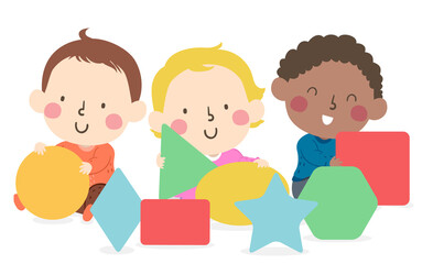 Kids Toddlers Play Shapes Illustration