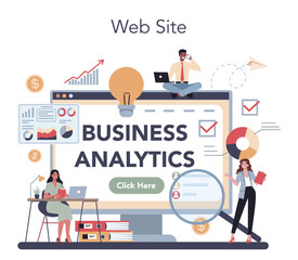 Financial analyst online service or platform. Business character