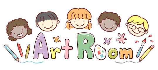 Stickman Kids Art Room Supplies Illustration