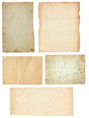 Set of Old vintage rough paper with scratches and stains texture