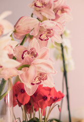 Flower composition. Macro photo. Wedding decor. A Beautiful bouquet of fresh spring flowers.