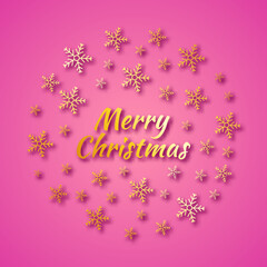 Christmas round banner with snowflakes