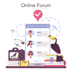 Ornithologist online service or platform. Professional scientist