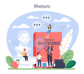 Rhetoric or elocution school class. Voice training and speech